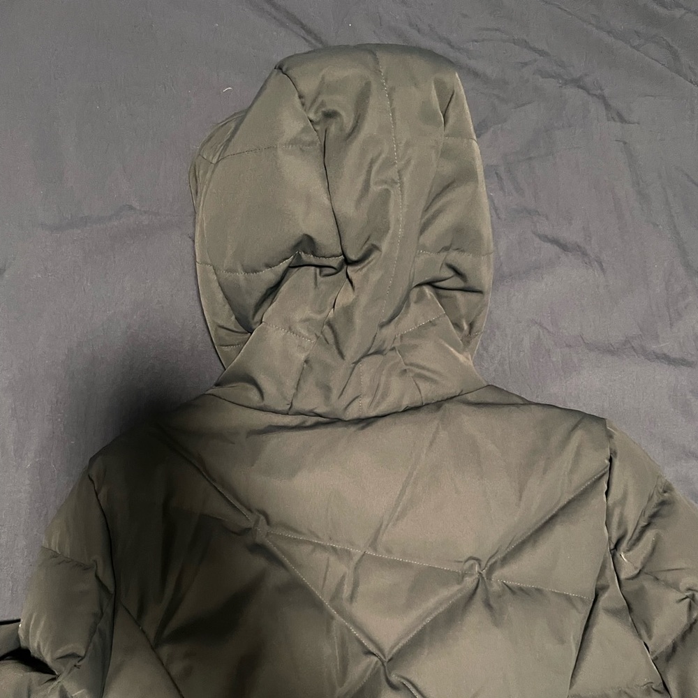 Women's Hooded Puffer Coat - Navy Blue - Picture 6 of 6
